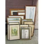 A large quantity of framed and glazed prints to include buildings