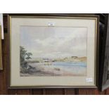 A framed and glazed print of river scene after Brian Hayes