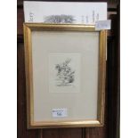 A framed and glazed print of one of the rabbits in Alice in Wonderland after Sir John Tenniel's