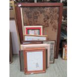 A quantity of framed and glazed prints to include Winnie the Pooh, maps, countryside tapestry etc.