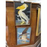Two modern framed oils of birds