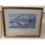 A framed and glazed limited edition print 'Concorde End Of An Era' (780 of 1950) signed in pencil by