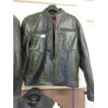 A black leather motorcycle jacket from the City of Leather, London.