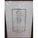 A framed and glazed pencil drawing of G.Royle Knowles as Prince Henry