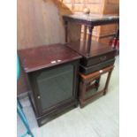 A Stag Minstrel cabinet with glazed door together with a nest of tables and one other occasional