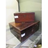 A Victorian rosewood writing slope together with a mahogany workbox