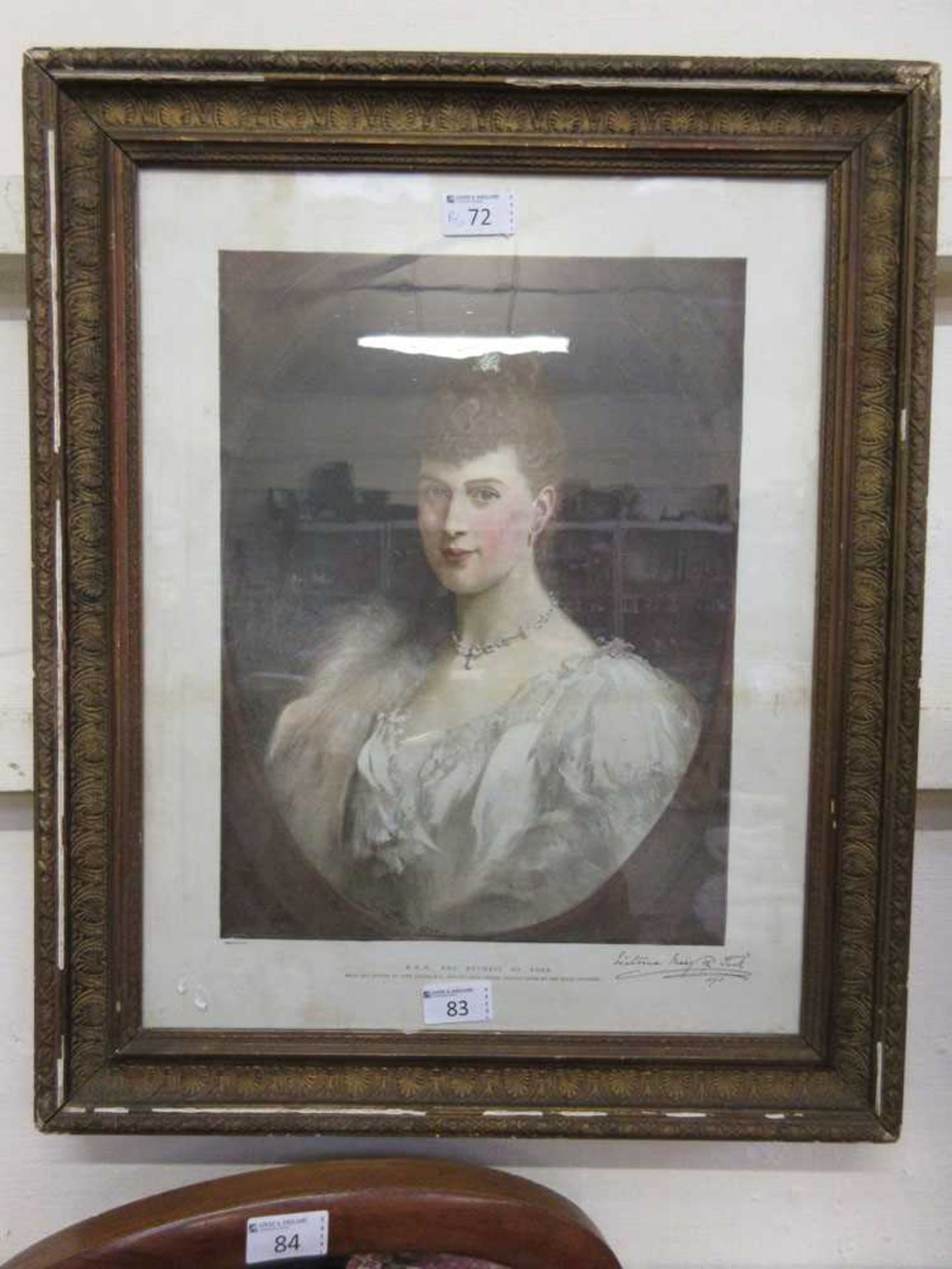 A framed and glazed print 'HRH The Duchess Of York' signed bottom right