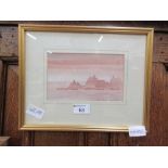 A framed and glazed watercolour of harbour scene by Christopher Hollick