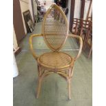 A bamboo and wickerwork open armchair