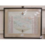A framed and glazed map of 'The Review of the Fleet at Stickhead'
