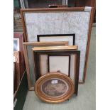 A collection of framed artwork to include map, classical lady, prints etc.