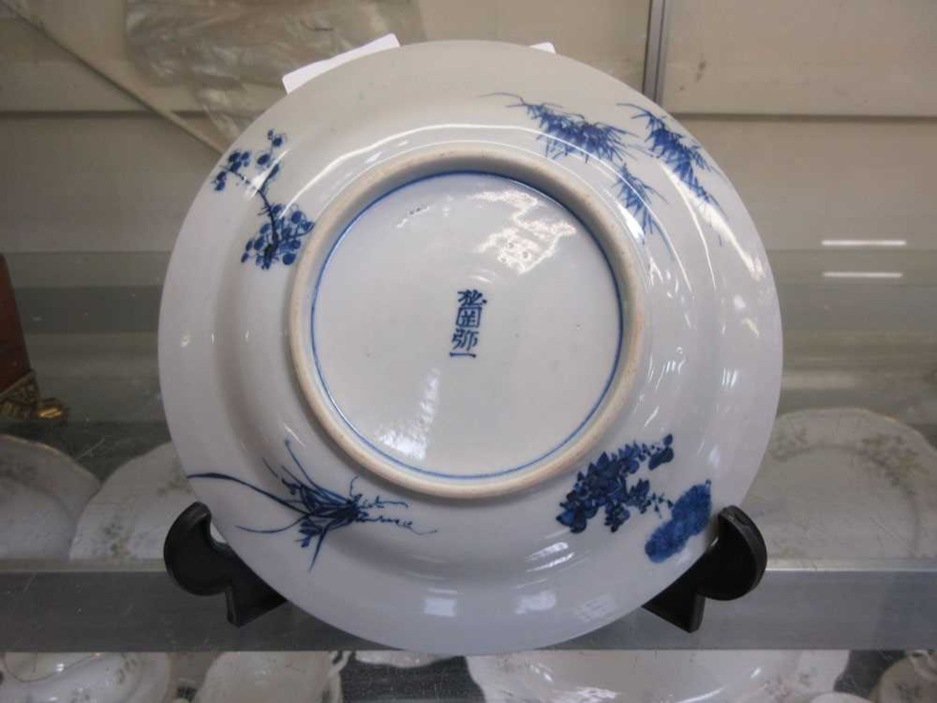 An oriental blue glazed side plate with bird and flower design - Image 2 of 2
