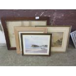 A collection of artworks to include prints of countryside, town scenes etc.