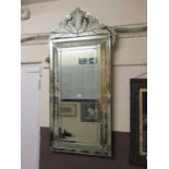 An etched glass Venetian style mirrorDimensions: H, 140cm , W, 68cm (Approx). Section of frame
