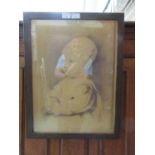 An oak framed and glazed print of a child