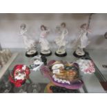 A selection of moulded and ceramic items to include moulded Florence figurines of ladies, theatre
