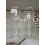 Two mid-20th century glasses with air twist stems