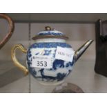 A Chinese ceramic teapot with metal spout (A/F)