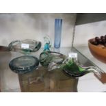 Studio glassware to include ashtrays, trinket bowls, vases, etc