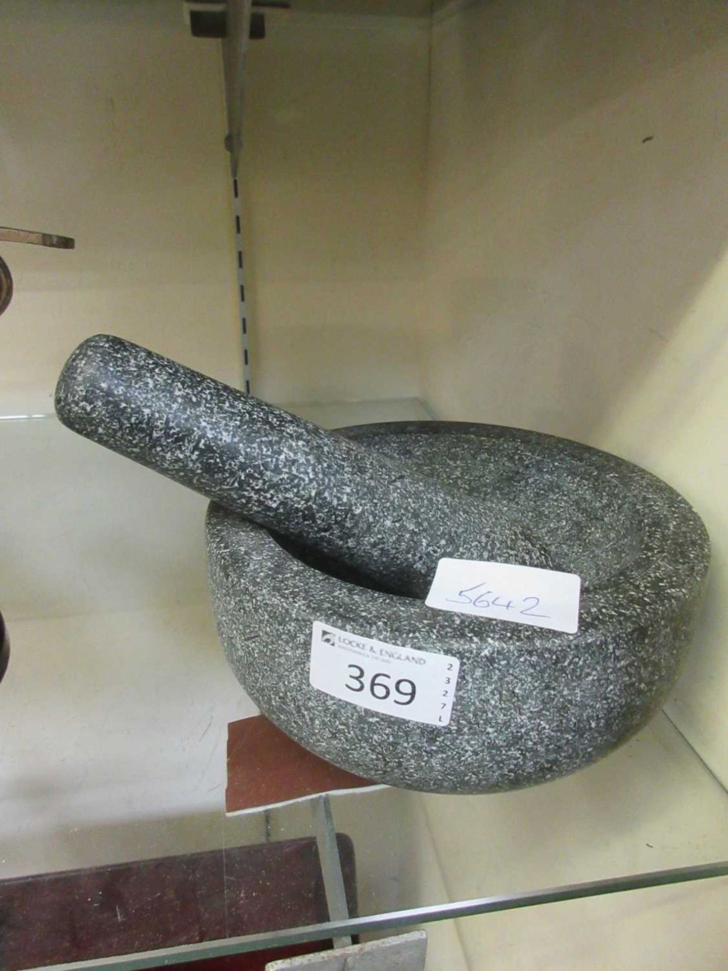 A granite mortar and pestle