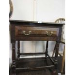 A reproduction oak 18th century style single drawer side table