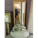 Two early 20th century bevel edged mirrors along with two rectangular mirrors