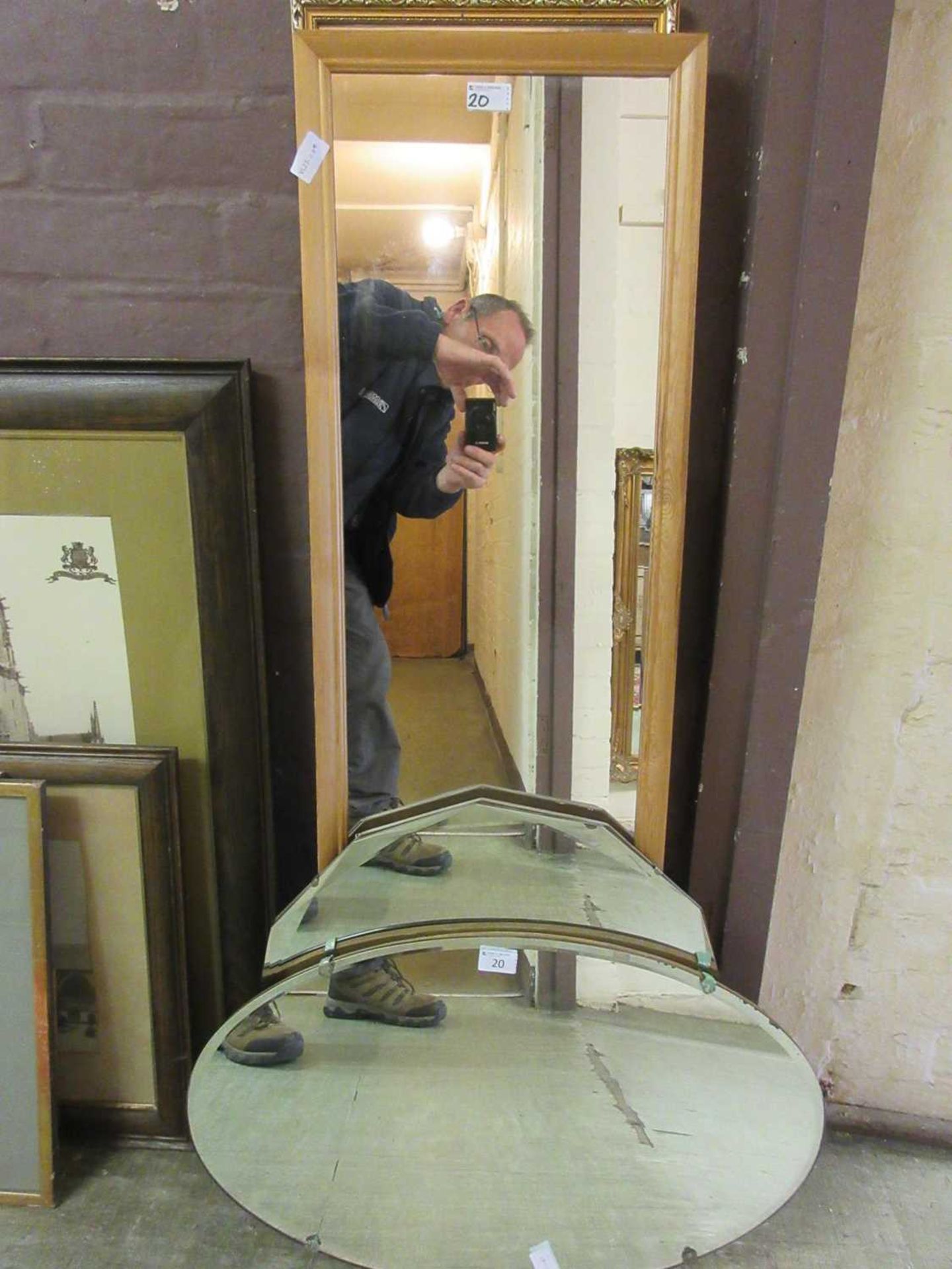 Two early 20th century bevel edged mirrors along with two rectangular mirrors