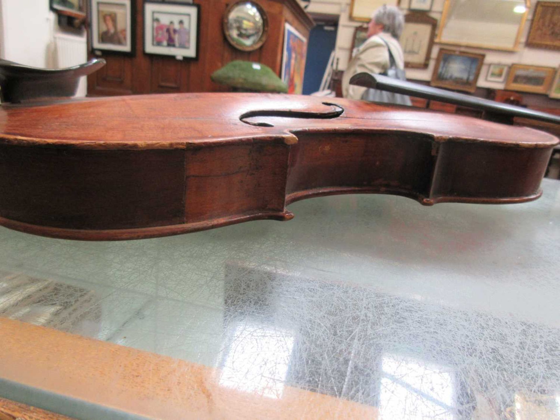 A 19th century violin with paper labelLength of body (Excluding base of neck) 35.5cm. - Image 12 of 13