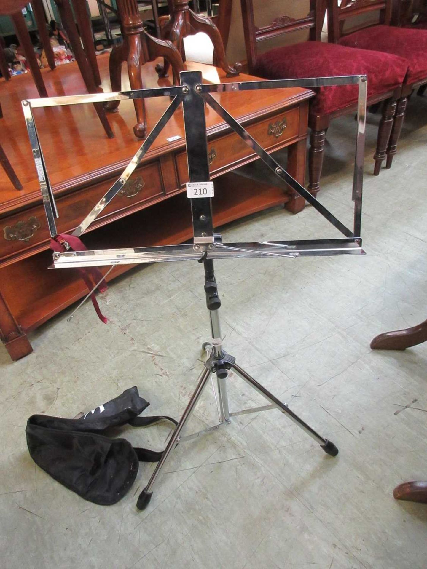 A chromed music stand