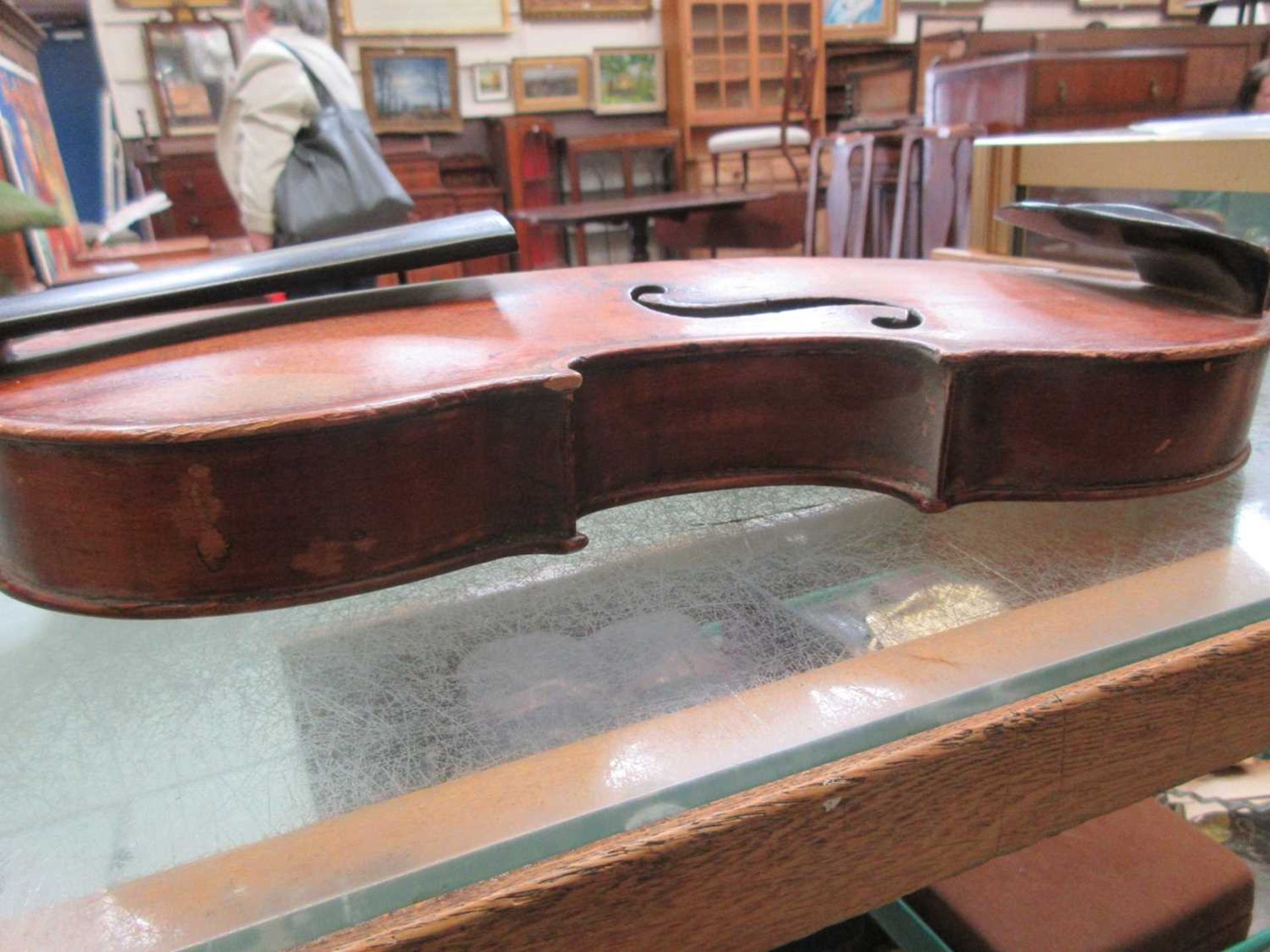 A 19th century violin with paper labelLength of body (Excluding base of neck) 35.5cm. - Image 11 of 13