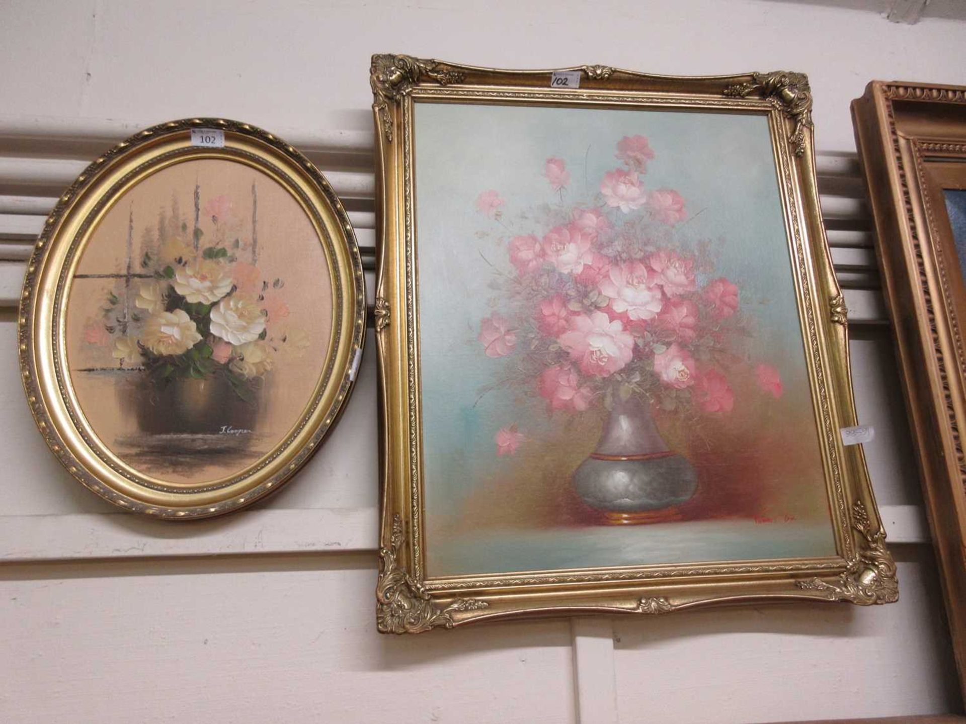 Two gilt framed still lives, one signed Robert Cox, the other J.Cooper