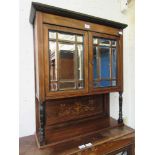 An Edwardian rosewood, boxwood strung and marquetry wall hanging cabinet with bevelled mirrored