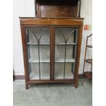 An Edwardian mahogany, boxwood strung, and marquetry display cabinet (A/F)