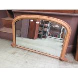 A 19th century pine over mantle mirror