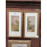 A framed and glazed print of countryside scene