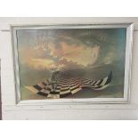 A framed print of abstract scene after Pearson