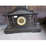 A late Victorian slate mantle clock
