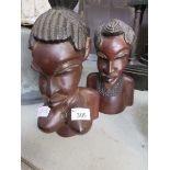 A pair of African hardwood carved figures