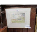 A framed and glazed watercolour of deer in country scene signed Madeline Selfe