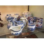 A collection of 19th century and later ceramics to include Spode, Masons, etc.