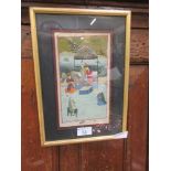 A gilt framed and glazed oriental watercolour of eastern scene