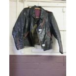 A leather motorcycle jacket