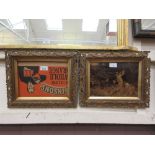 Two small gilt frames, one containing crystoleum picture