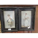 A pair of framed and glazed possible watercolours of clowns