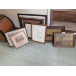 Eight various framed watercolours, oils, and prints