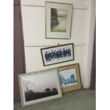 A collection of four framed and glazed prints to include policemen