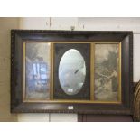 A Victorian triple framed pictorial mirror