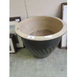 A glazed garden pot