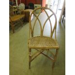 A bamboo and wicker side chair