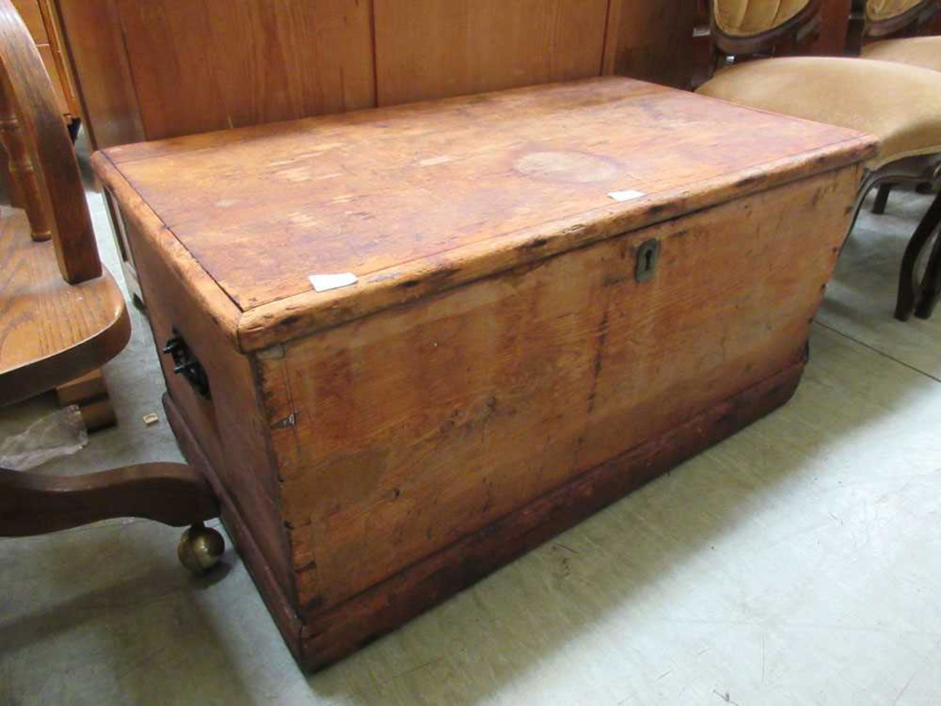 A 19th century pine blanket box